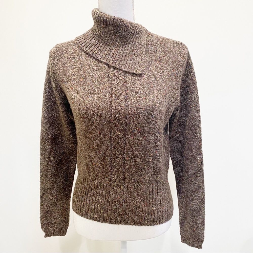 SARAH SPENCER women's brown long sleeve wool sweater S Classic‎ Casual Office